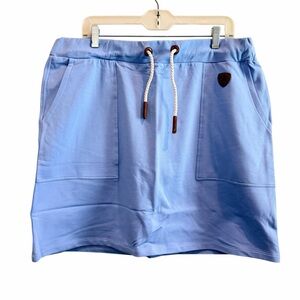 NWT Wanakome Jaya Lux Fleece Lined Skirt Blue Drawstring Cozy Sweatshirt Skirt